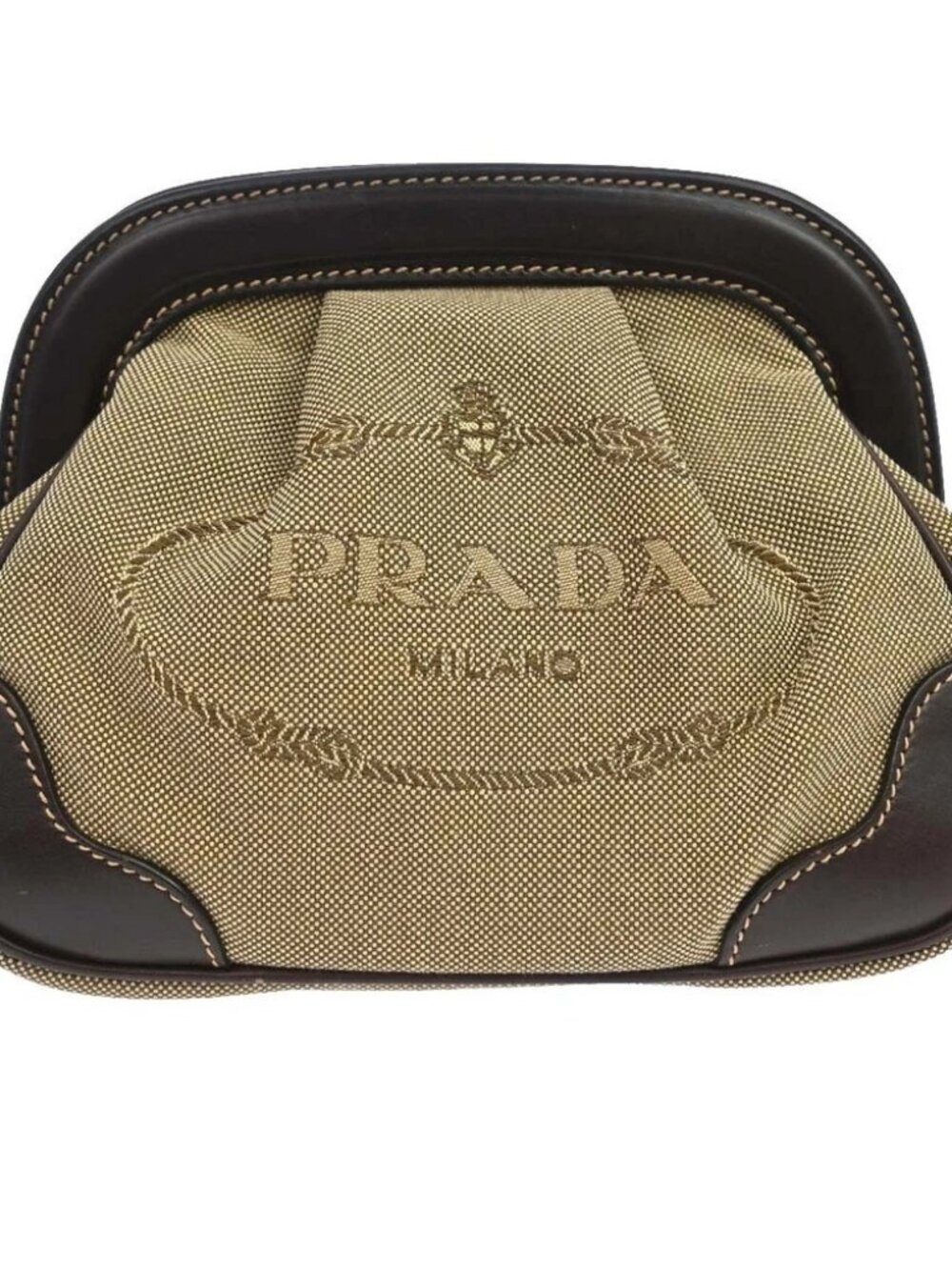 Prada Brown Canapa Clutch Pouch